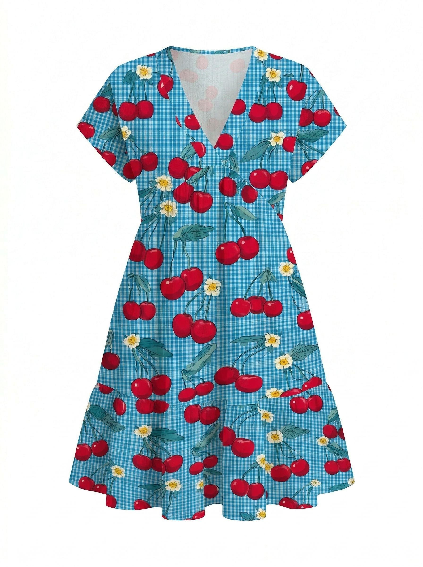 EVA Floral Print V Neck Tiered Babydoll Mini Dress