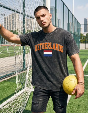 World Cup 2026 Vintage Washed Netherlands Graphic  T-Shirt