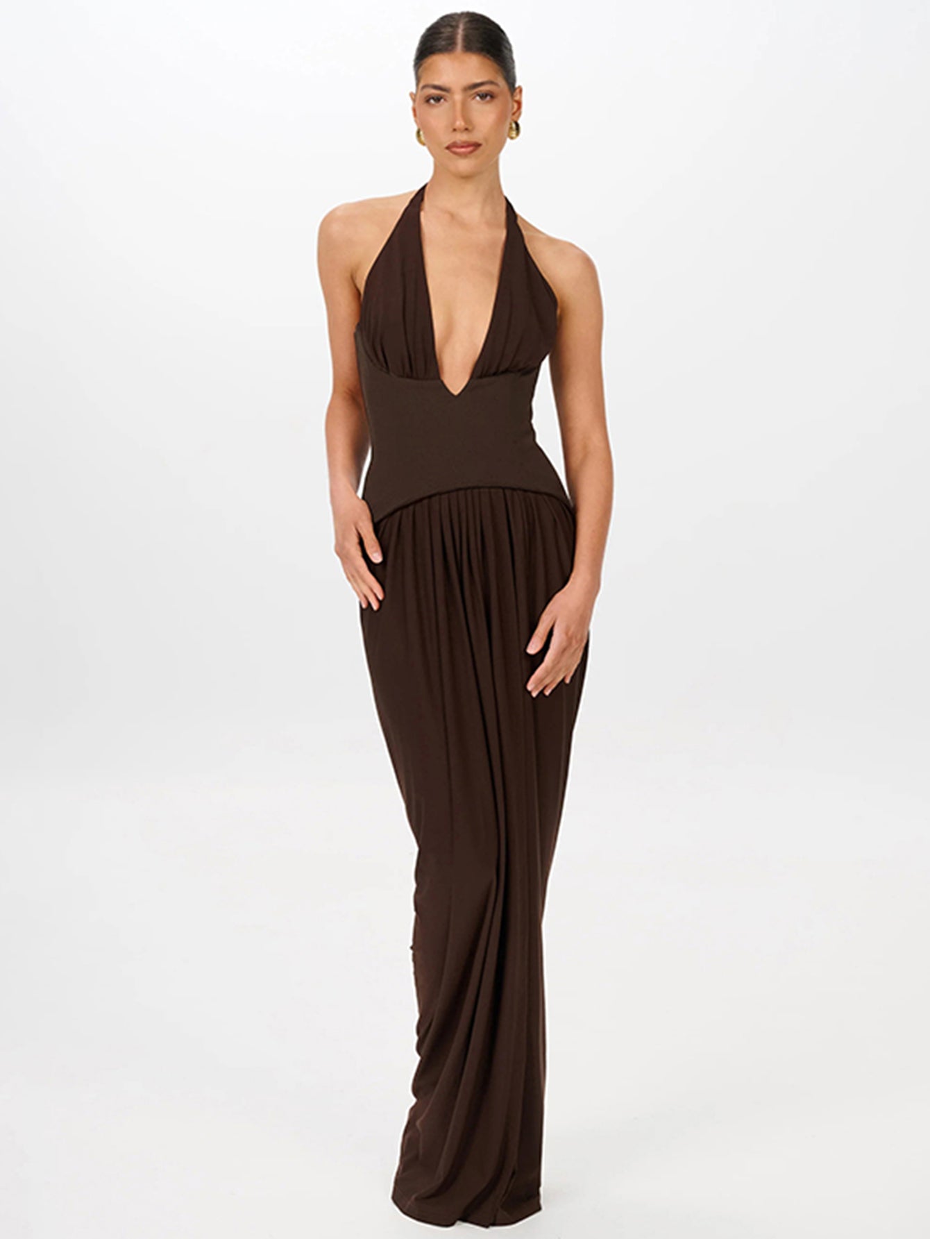 Deep V Neck Sophisticated Maxi Dress