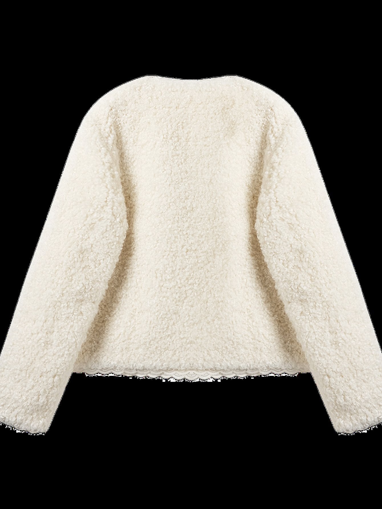 Cozy Textured Lace Trim Fleece Jacket