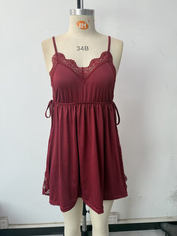Lace Trim Soft Satin Nightdress