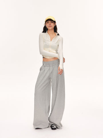 Low Rise Drawstring Wide Leg Pants