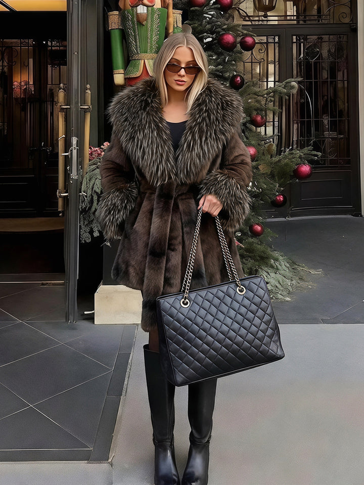 Luxurious Belted Faux Fur Coat