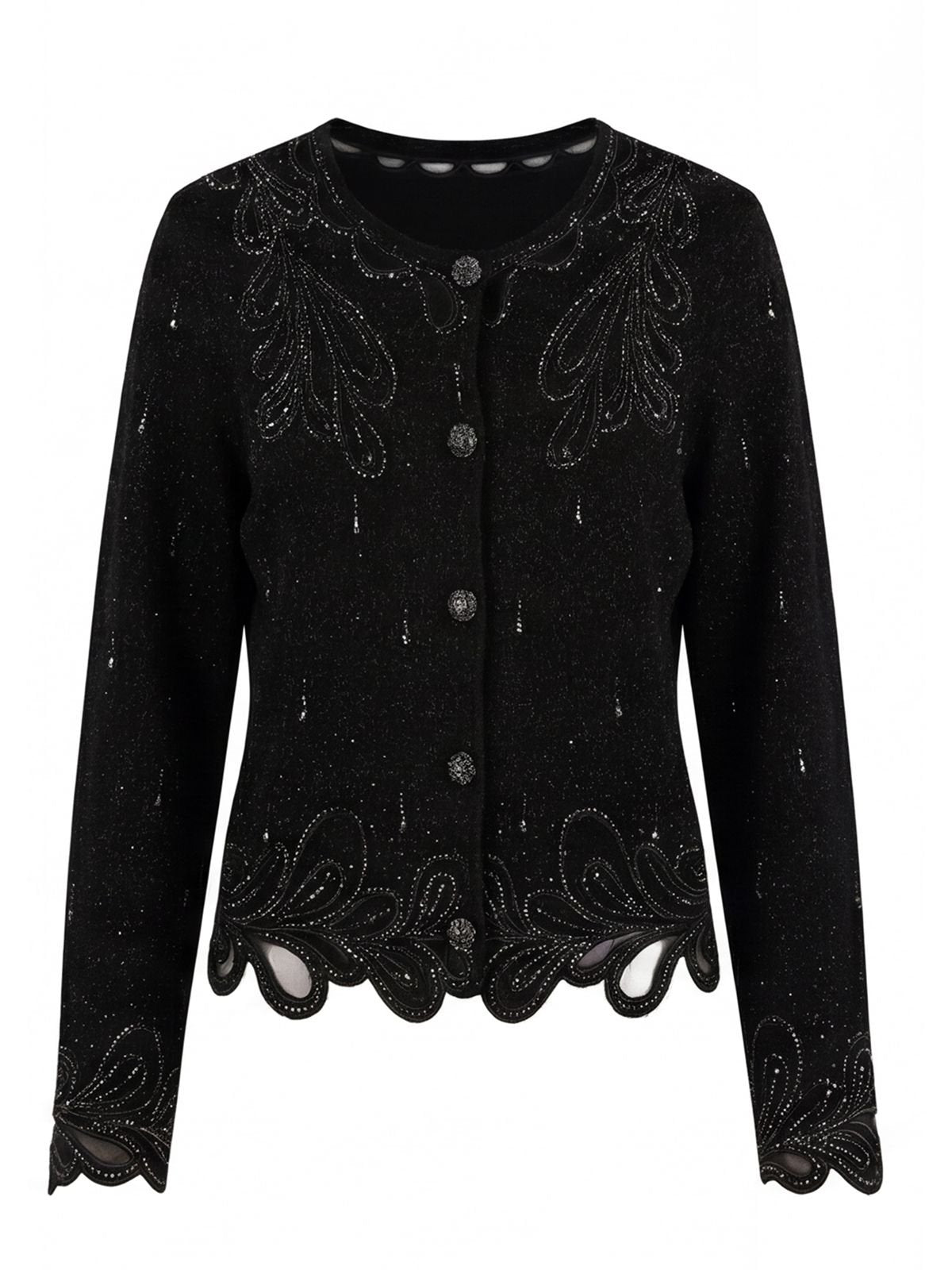 Embroidered Shimmer Button Down Cardigan