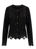Embroidered Shimmer Button Down Cardigan