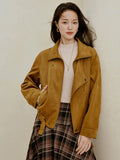 Convertible Collar Faux Suede Jacket