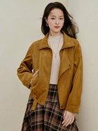 Convertible Collar Faux Suede Jacket