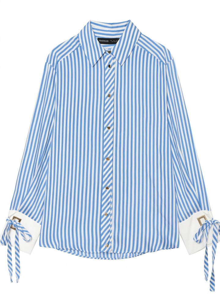 Striped Tie Cuff Button Down Shirt