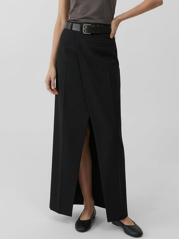 Wrap Detail Slit Maxi Skirt