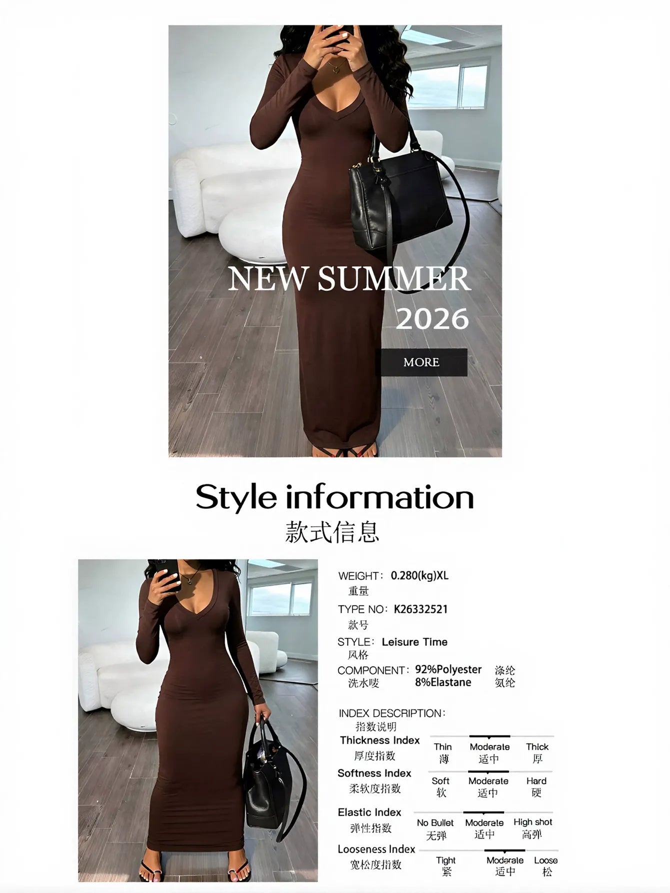 Bodycon Deep V Neck Maxi Dress