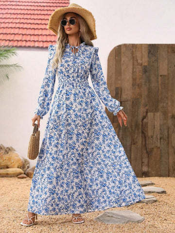 Leopard Print Ruffled Maxi Dress