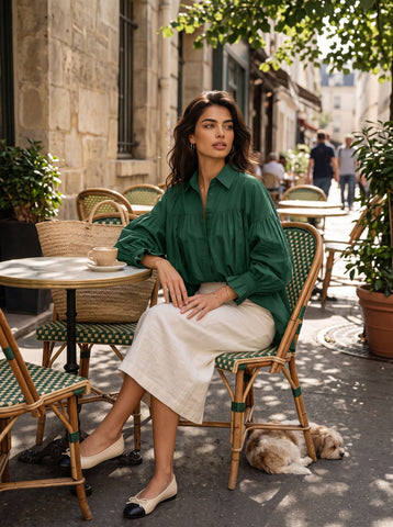 Oversized Puff Sleeve Button Down Shirt