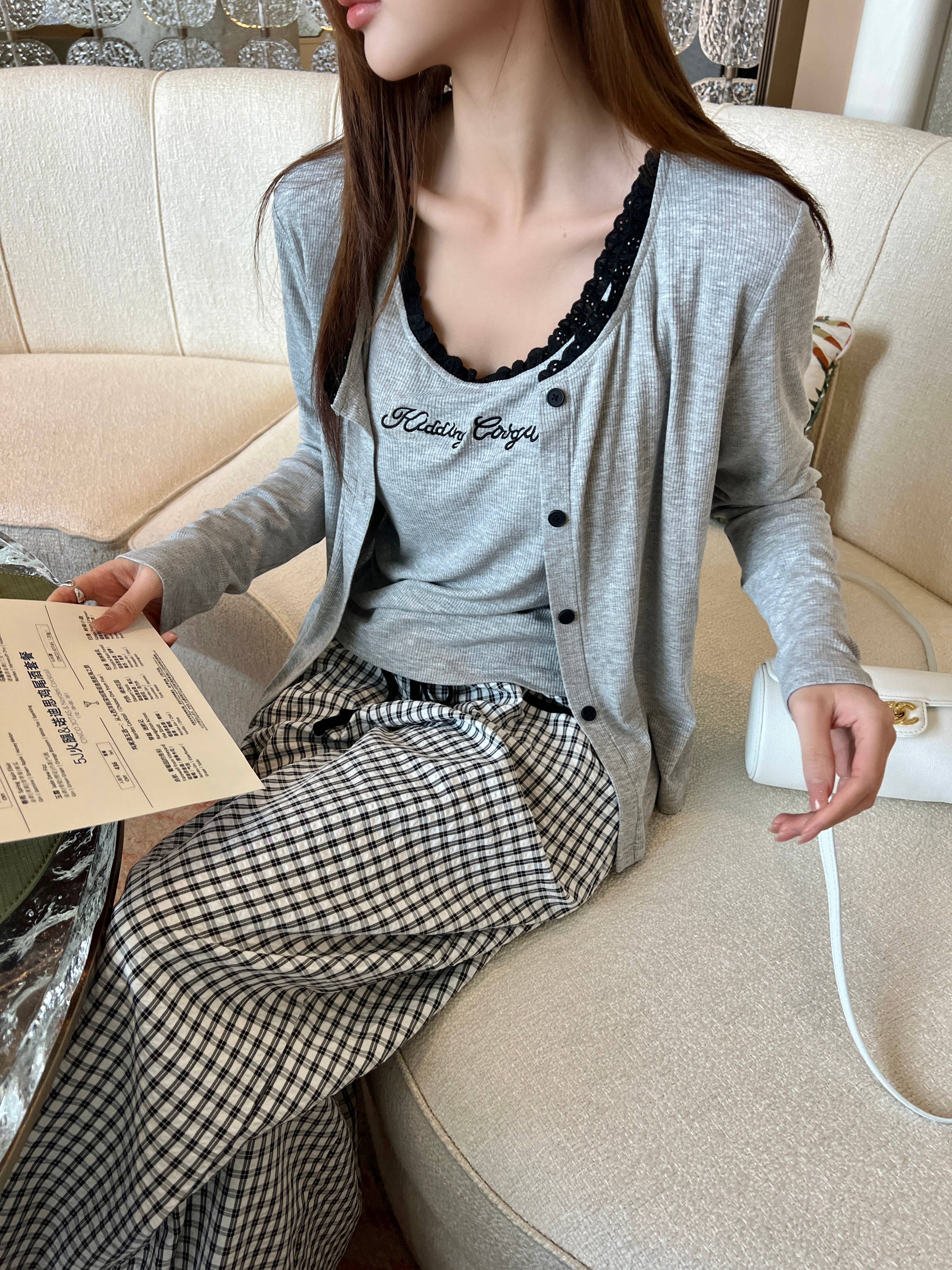 Cozy Lace Trim Lounge Pajama Set