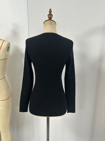 Ribbed Slim Fit Button Front Sweater