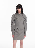 Puff Sleeve Collared Mini Dress