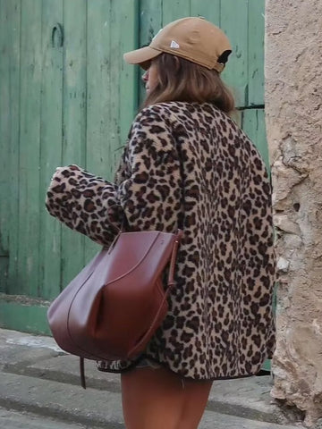 Cozy Leopard Print Fleece Jacket