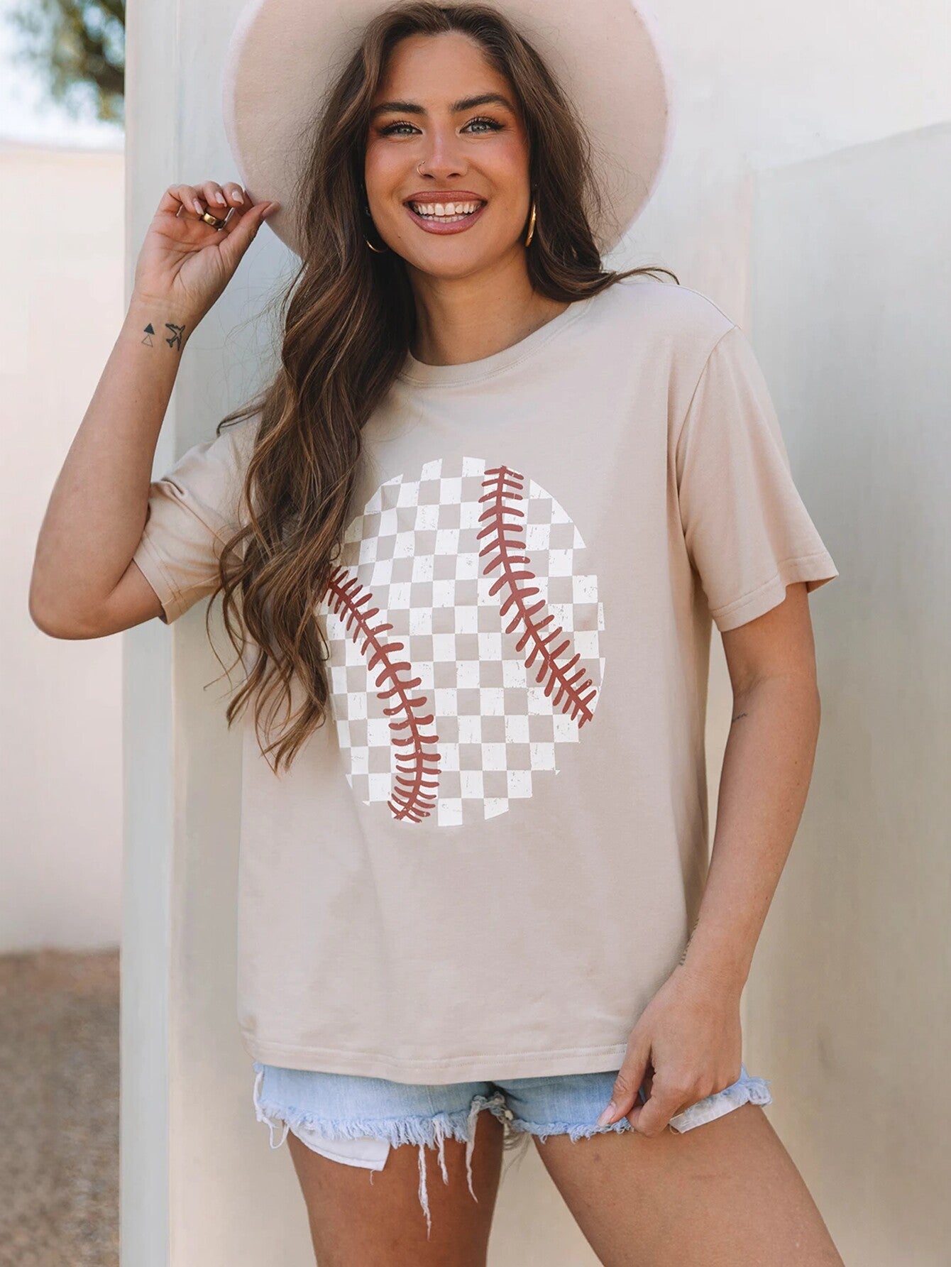 Oversized Fit Baseball Graphic T-Shirt