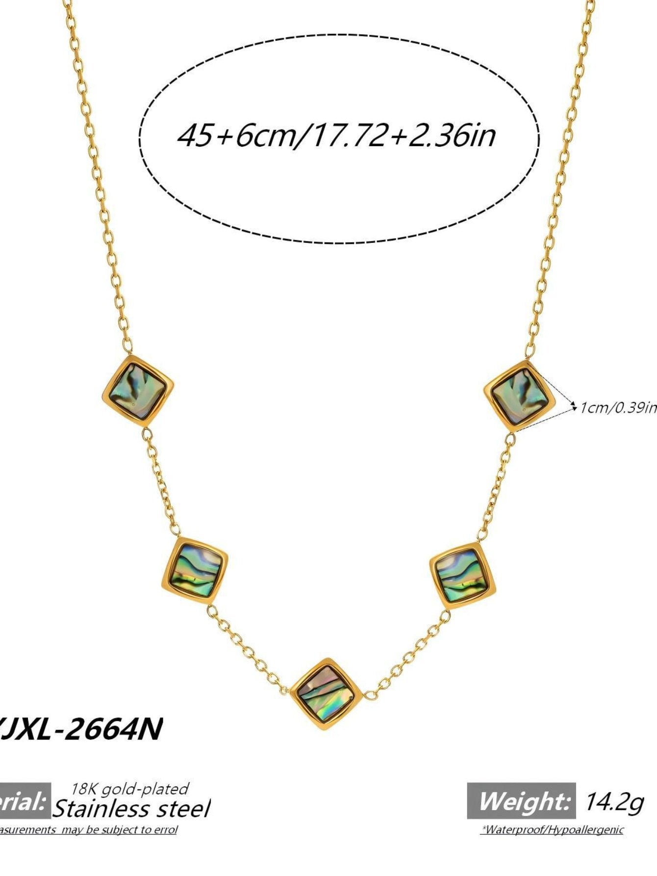 Waterproof Abalone Shell Gold Necklace
