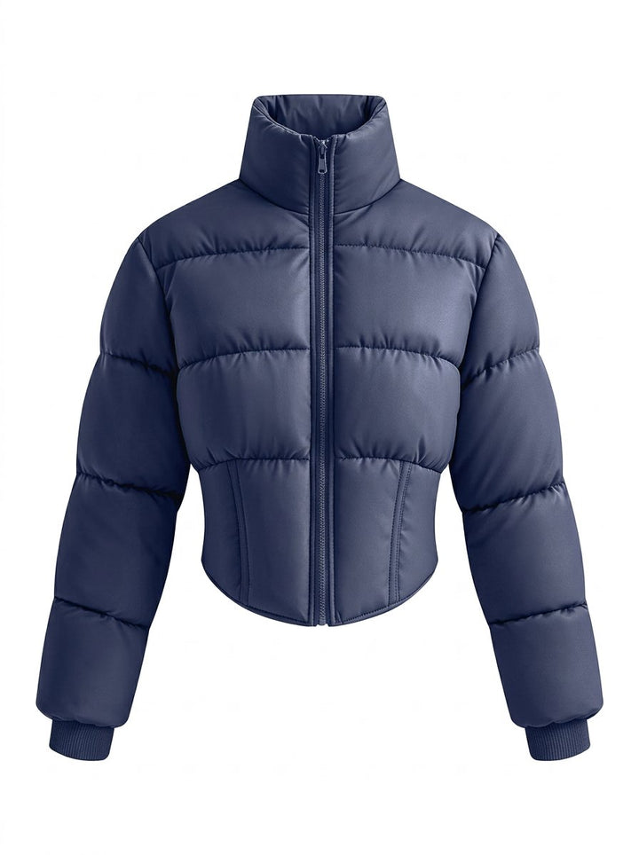 Cropped Stand Collar Puffer Jacket