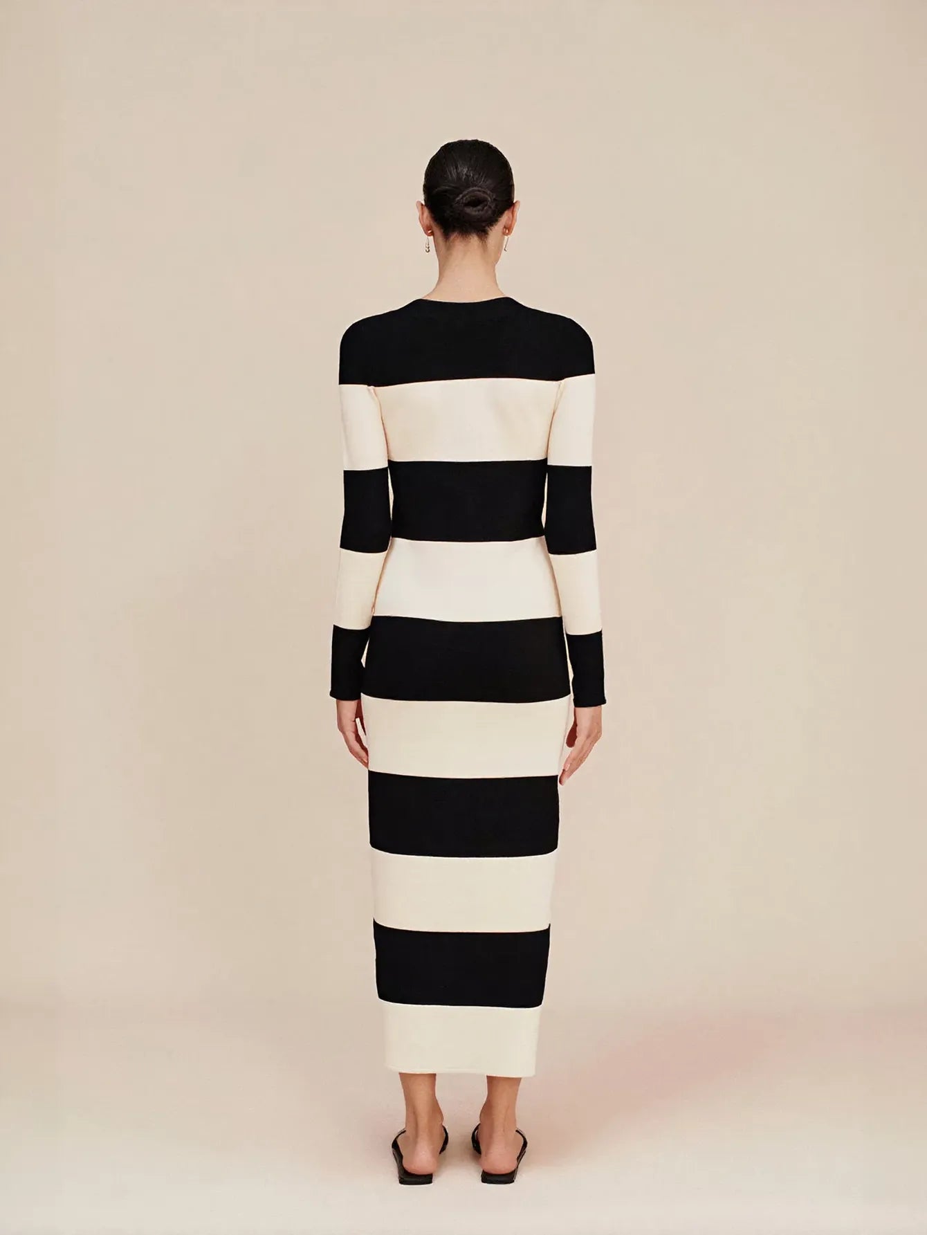 Striped Button Down Knit Midi Dress