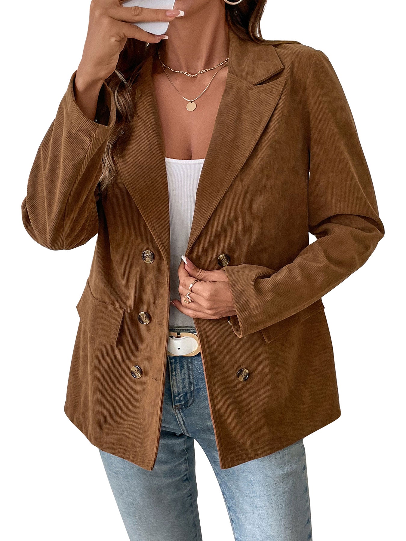 Double Breasted Corduroy Blazer Jacket
