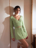 Long Sleeve Wrap Tie T Shirt