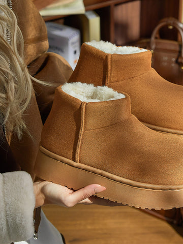 Cozy Faux Fur Platform Ankle Boots