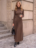 Elegant Mock Neck Maxi Dress