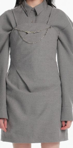 Puff Sleeve Collared Mini Dress