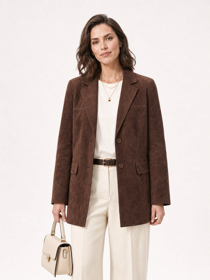 Classic Suede Button Up Blazer