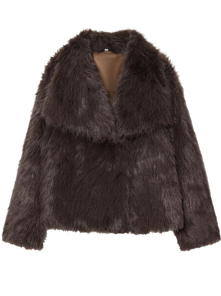 Luxurious Cropped Faux Fur Coat