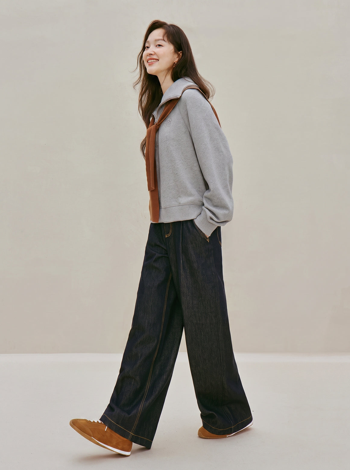 Embroidered Cotton Quarter Zip Sweatshirt