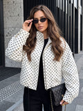Oversized Polka Dot Zip Up Jacket