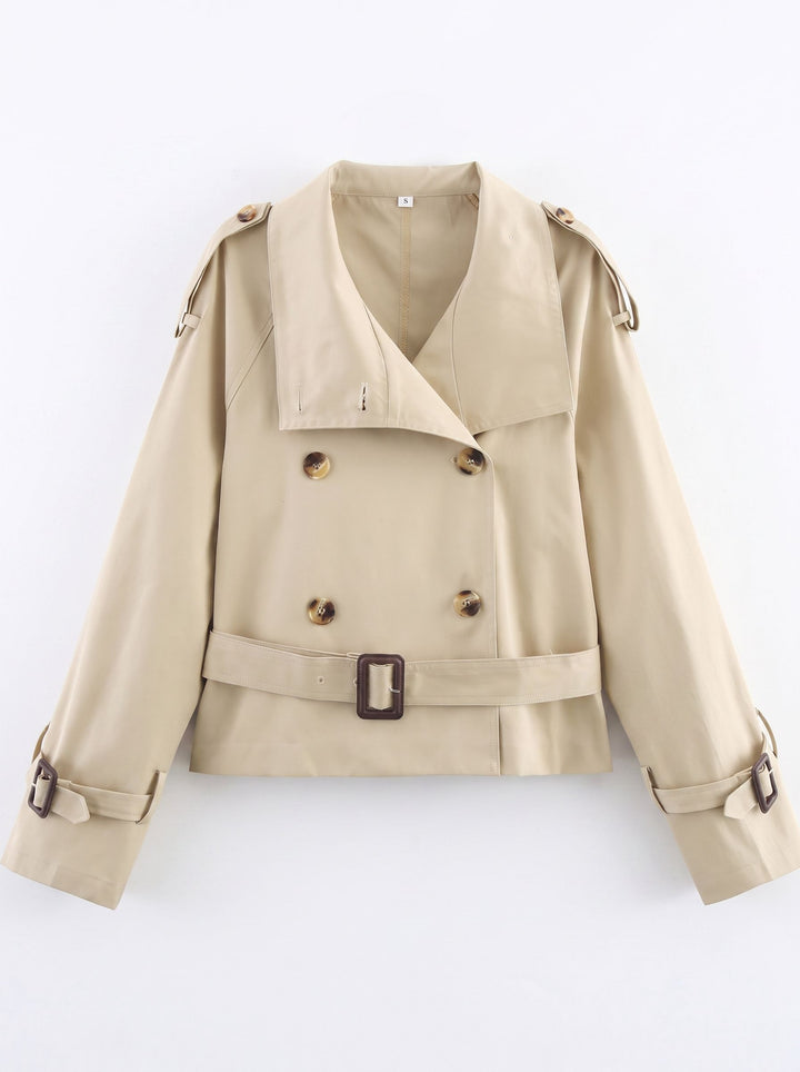 Cropped Double Breasted Trench Coat