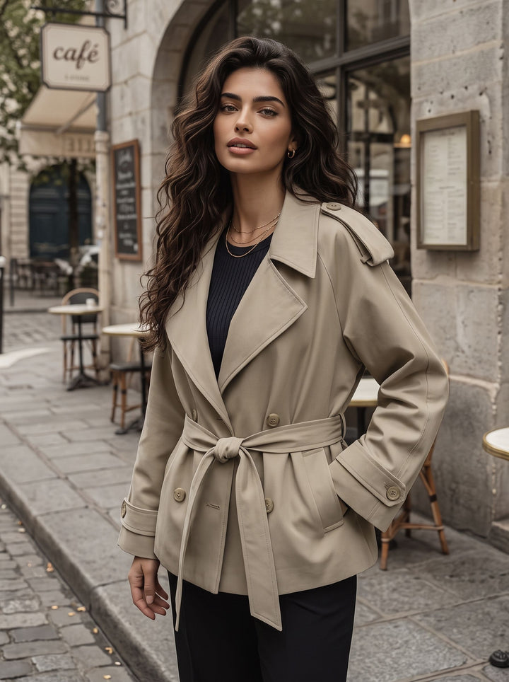 Oversized Belted Cropped Trench Coat
