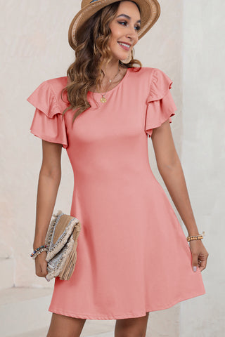 Ruffled Sleeve Casual Mini Dress