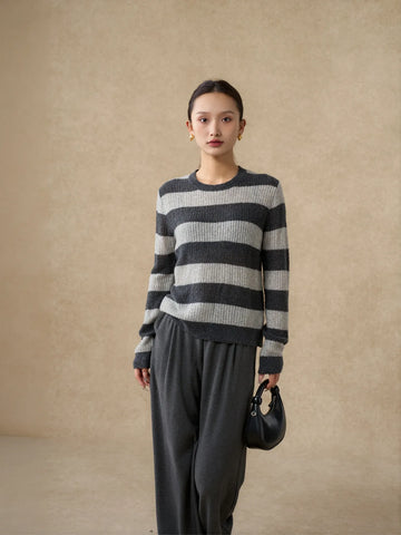 Cozy Striped Crewneck Knit Sweater
