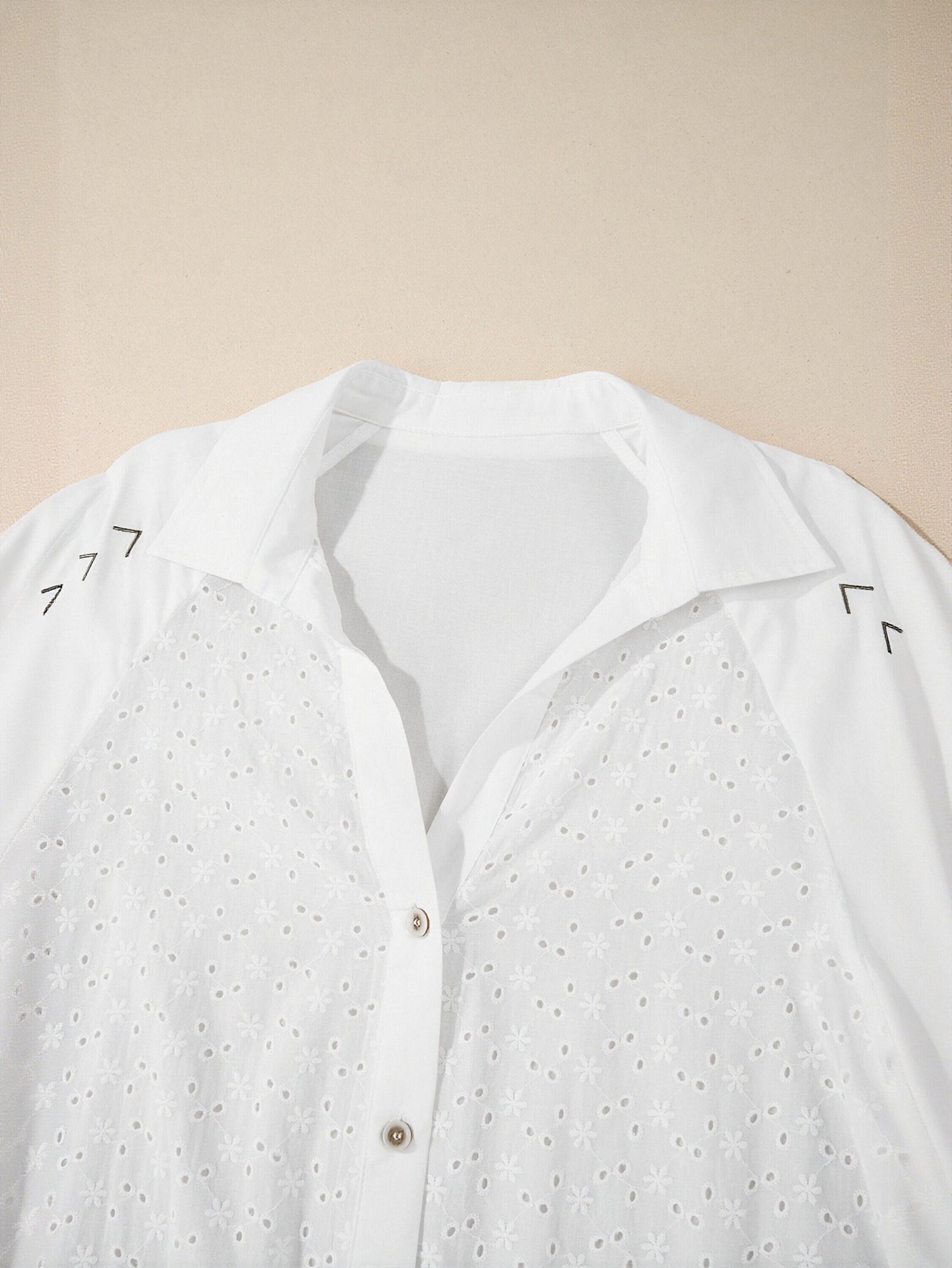 Embroidered Eyelet Button Down Shirt
