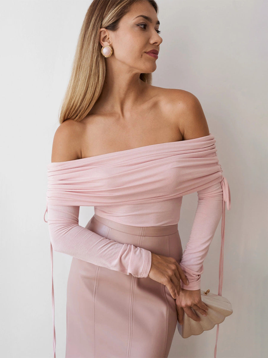 Ruched Off The Shoulder Longsleeve Top