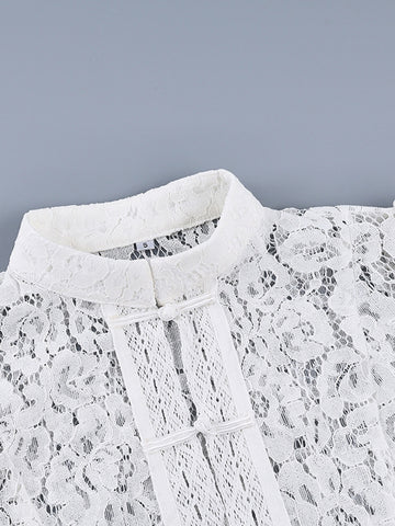 Elegant Floral Lace Button Down Shirt