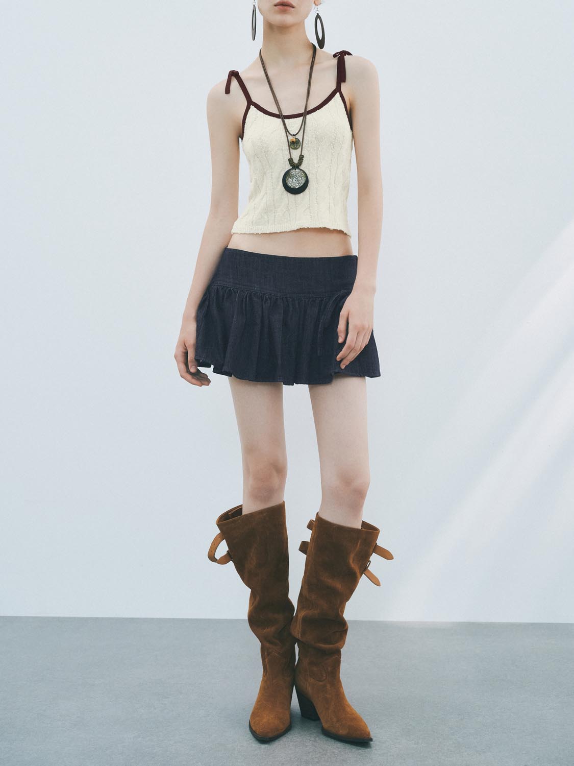 Urban Revivo Denim Mini Skirts-Blue