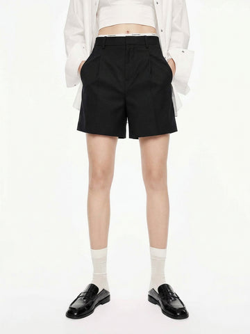 Logo Waistband Wool Shorts