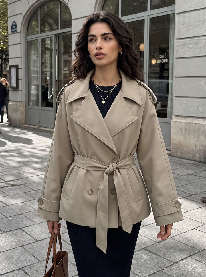Oversized Belted Cropped Trench Coat