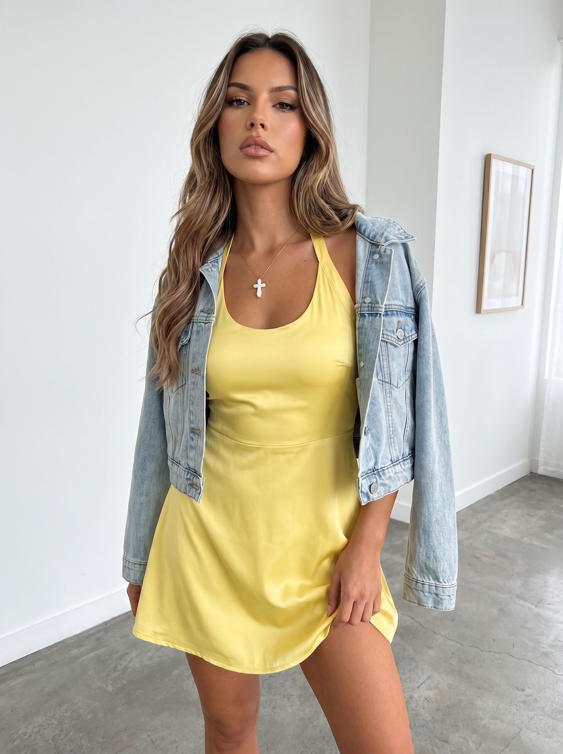 Yellow Halter Neck Active Tennis Dress