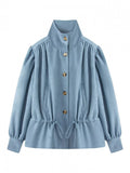 Puff Sleeve Drawstring Waist Trench Coat