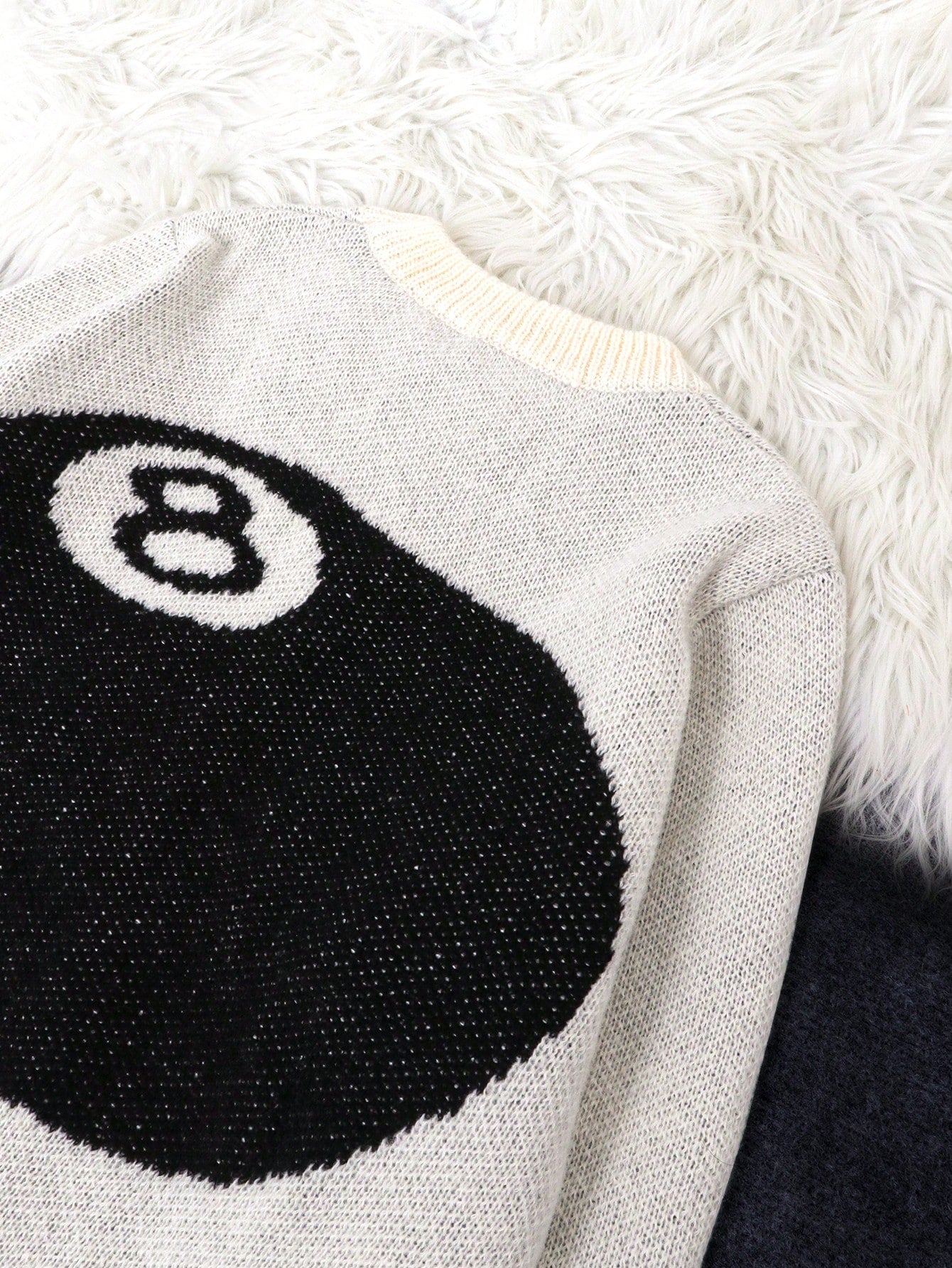 Oversized Graphic Eight Ball Knit Sweater