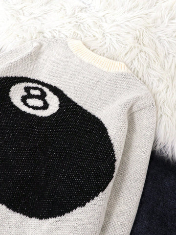 Oversized Graphic Eight Ball Knit Sweater