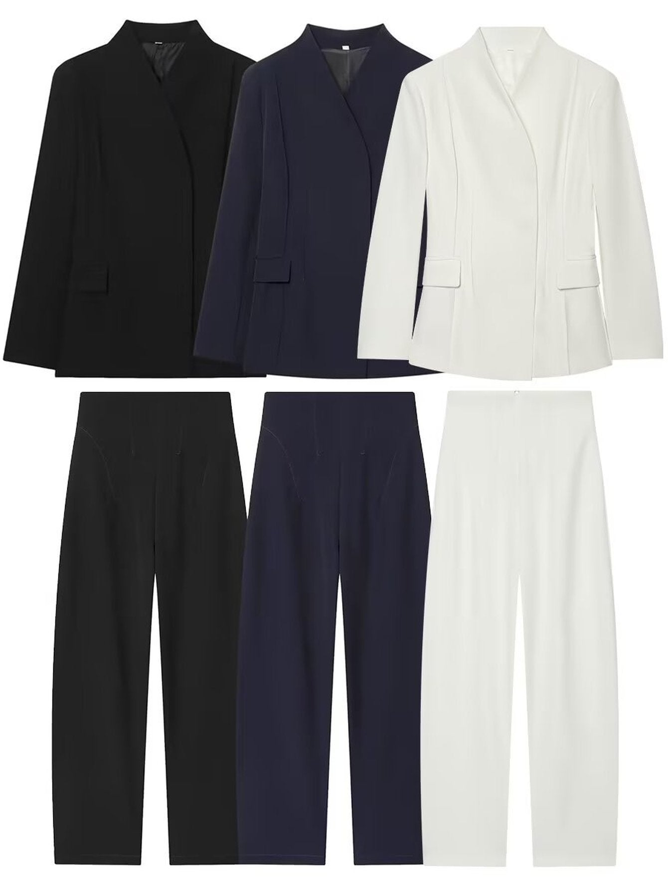 Elegant Tailored White Pant Suit Set