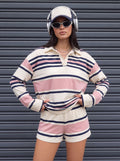 Oversized Striped Polo Shorts Set