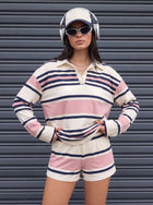Oversized Striped Polo Shorts Set